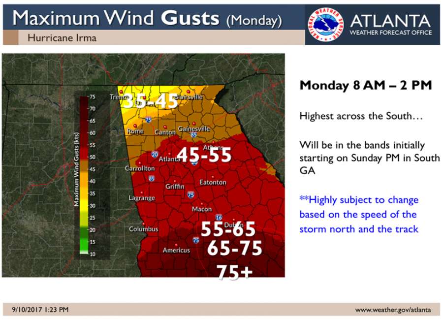 Irma prompts 1st ever tropical storm warning for Atlanta
