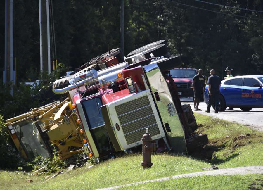 Tractor-trailer accident closes road