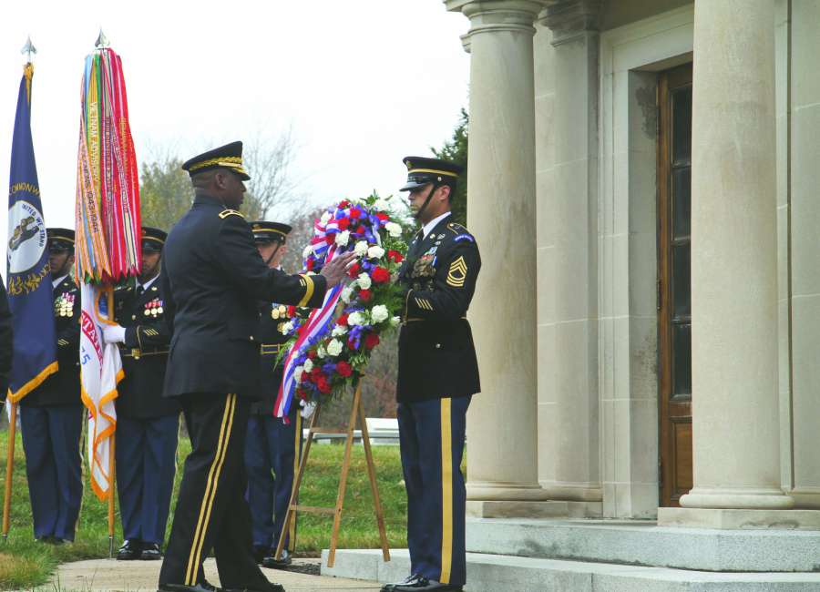 Wreath to be placed at Taylor grave