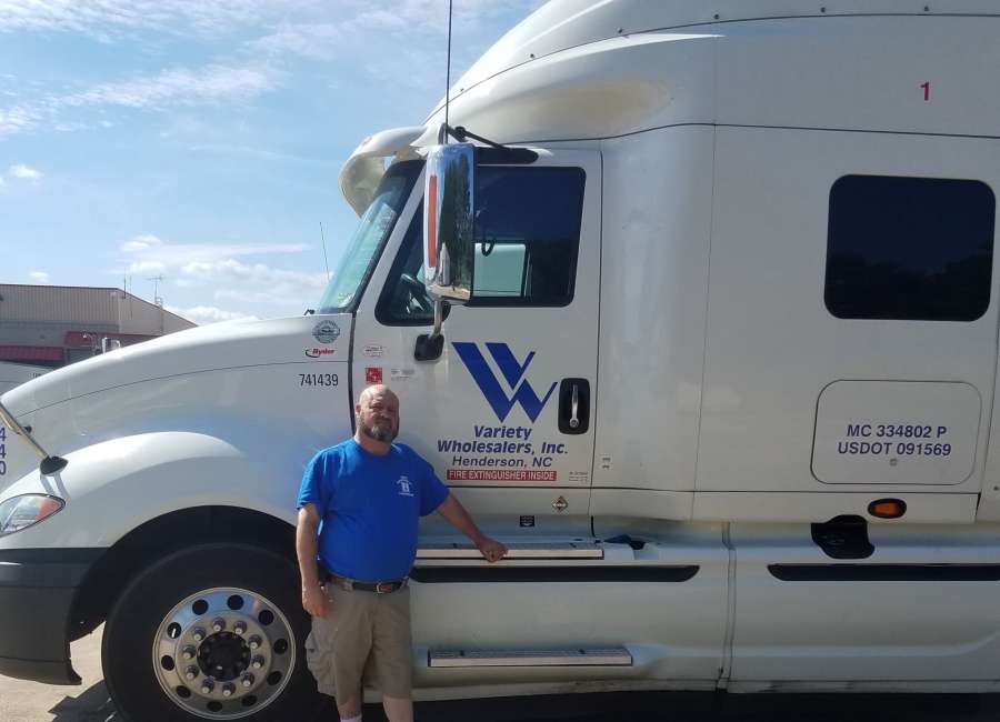 Truck driver delivers supplies for hurricane relief