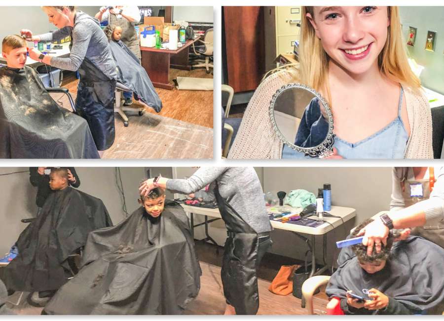 Haircuts at BTG center of Girl Scout Gold project