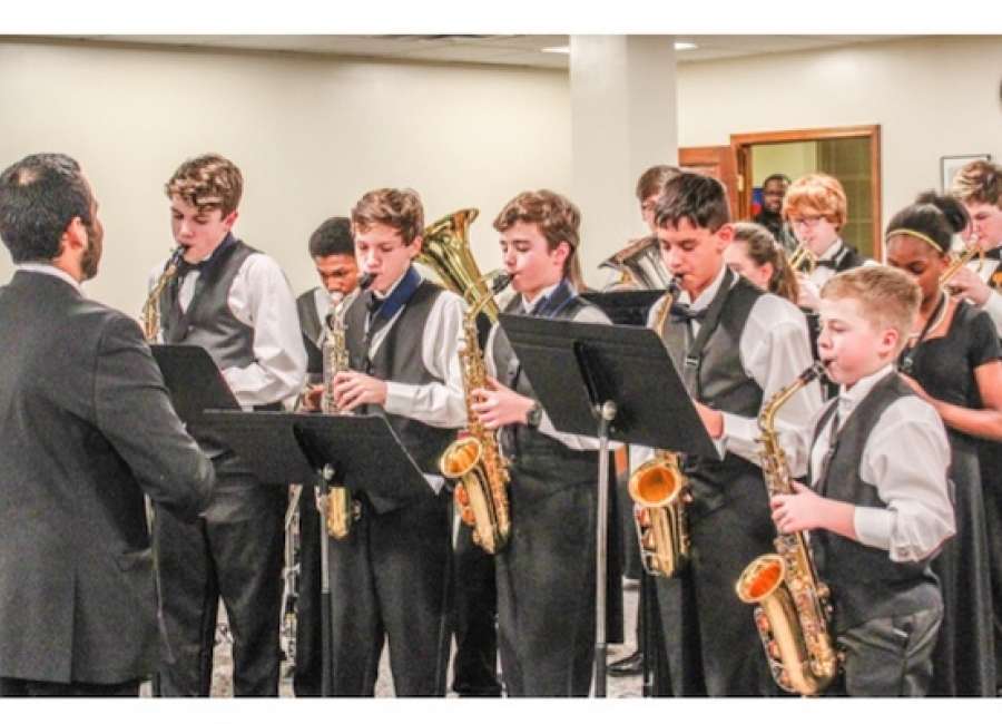 Smokey Road Jazz Band performs for board of education